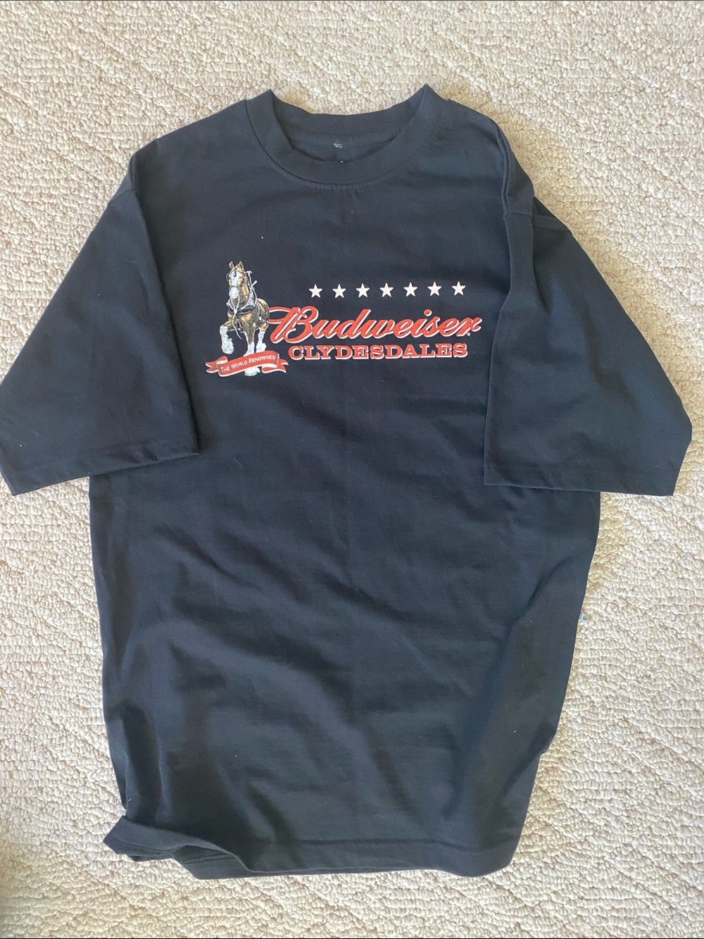 Budweiser Black Tee with Red Clydesdales Logo